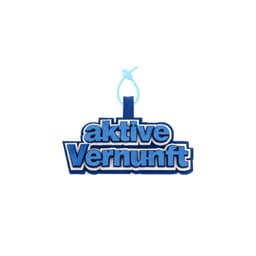 A blue and white custom felt logo hanging tag with a loop for attachment. Features a multi-layered design.
