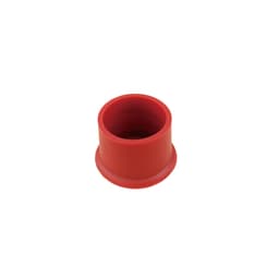 A red silicone wine stopper with a smooth surface. It has a round shape and a slight lip at the base.