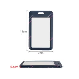 A dark blue ABS single side ID card holder with a pink design, measuring 11cm by 7cm and 0.5cm thick.