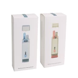 Two boxes of a multifunctional cleaning kit in white with light blue and pink accents, each containing various cleaning tools.