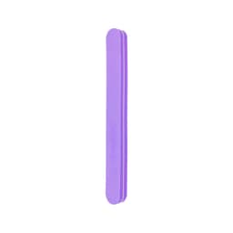 A sponge straight shape nail file in purple, featuring a smooth surface and rounded edges. It includes a logo.