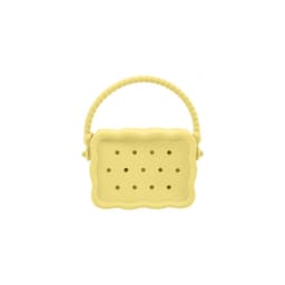 A yellow silicone holes bag with a textured handle and multiple holes for ventilation. Features a zip closure.