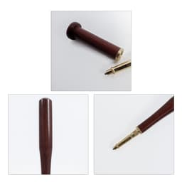 A baseball bat-shaped pen in deep brown with a gold-coloured tip, featuring a logo on its design.