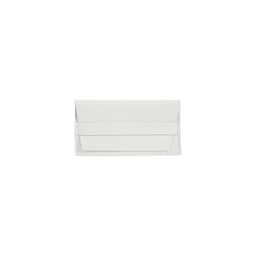 A PU leather glasses pouch in white, featuring a folded design and a logo.