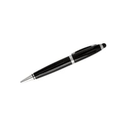 A black 3-in-1 metal flash drive pen with silver accents and a stylus tip, featuring a logo.