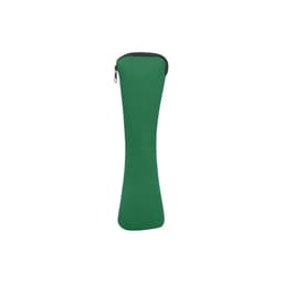 A green zippered pouch designed for travel utensils, with a sleek, elongated shape. It has a simple, unbranded exterior.