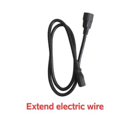 A black extendable electric wire with a male and female connector at each end.