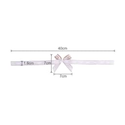 Adhesive ribbon bows in white, measuring 40cm long and featuring a decorative bow at each end.