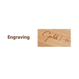A close-up of a bamboo surface featuring engraved text, showcasing a natural wood finish.