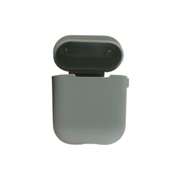 A grey silicone case designed for AirPods, featuring a fitted opening and smooth finish.