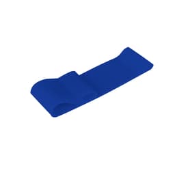 A blue latex fitness resistance band with a smooth, flexible surface, suitable for various exercises.