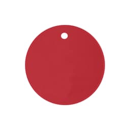 A drink cover in a solid red colour, featuring a hole for easy attachment.