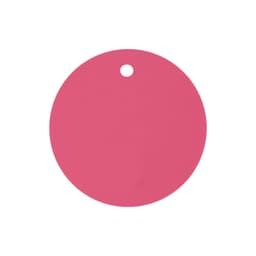 A drink bottle cover in bright pink, featuring a circular shape with a hole at the top for easy attachment.