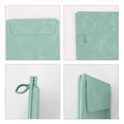 A5 magnetic clipboard in a light green colour, featuring a smooth textured surface and a convenient closure flap.