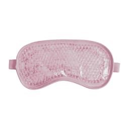 A pink gel cold/hot eye mask with a textured surface and elastic straps for a secure fit.