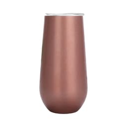 A drink bottle in a matte bronze finish with a clear lid, designed for beverages. Includes a logo or branding.