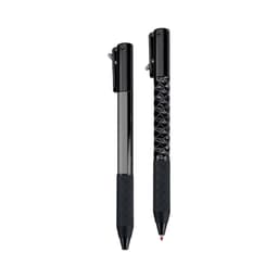 Two black pens with different textures, one smooth and one patterned, featuring clips for attachment.