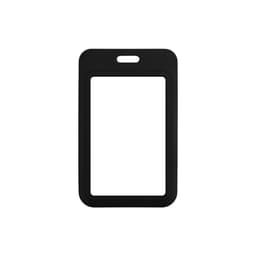 A black ABS double-sided ID card holder with a cut-out for the card and a top slot for attachment.