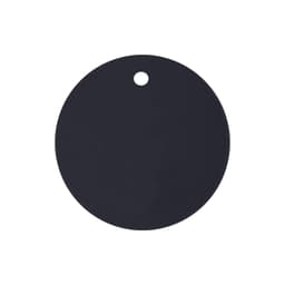 A drink bottle cover in a circular shape, featuring a black colour with a hole for attachment.