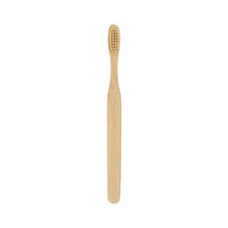 A large flat handle toothbrush made of bamboo, featuring a traditional bristle head for effective cleaning.