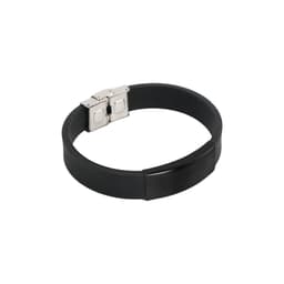 A black stainless steel buckle latch bracelet featuring a sleek design and a polished finish.