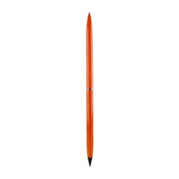 An orange double-ended pencil and ballpoint pen with a sleek design. It features a branding logo.