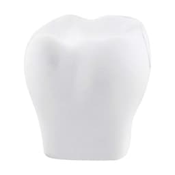 A white tooth-shaped stress reliever with a smooth texture and rounded edges, suitable for stress relief.