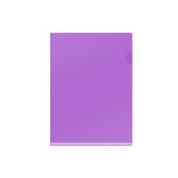 A4 L-shaped open folder in vibrant purple, featuring a rounded edge and a branding logo.