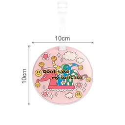 Acrylic luggage tag featuring a colourful snail design on a pink background, with a clear attachment.