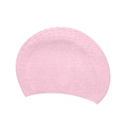 A premium silicone swimming cap in a soft pink shade featuring a textured surface and rounded shape.