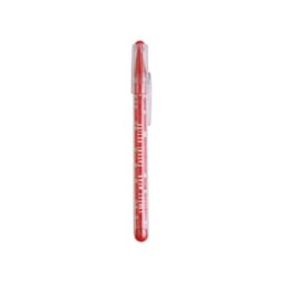 A transparent pen featuring a red maze design and a red ballpoint tip. The pen has a clip and a branding logo.