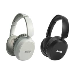 ANC Bluetooth headphones in light grey and black, featuring adjustable headbands and cushioned ear cups.