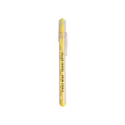 A yellow Puzzle Maze Pen with a transparent body and clip, featuring a logo on the barrel.