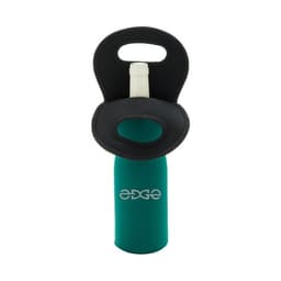 A drink bottle cooler in teal with a black neoprene handle, designed to hold a single bottle of wine.