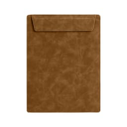 A4 magnetic clipboard in a warm brown leather-like finish, featuring a simple, smooth design with a top flap.