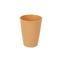 A 320ML wheat straw toothbrush cup in a light beige colour with a ribbed texture. It features a logo.