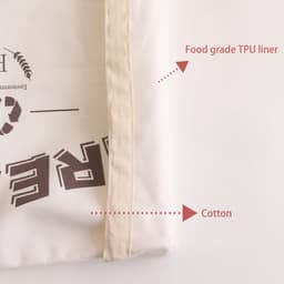 A reusable linen bread bag featuring a cotton exterior and food-grade TPU liner. The bag has a neutral colour scheme.