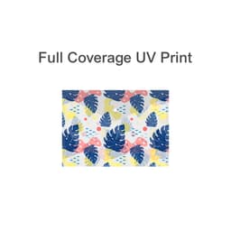 A4 clear file envelope featuring a vibrant design with leaves in blue, pink, and yellow tones. It has a logo.