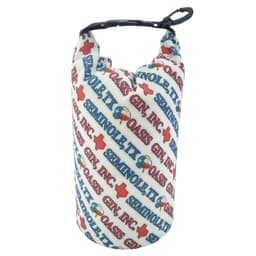 A 2L full colour dry bag with a PVC window, featuring a white background with multicoloured text and a black clip.