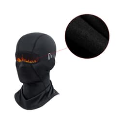 A black Winter Balaclava Cycling Face Mask with a flame design on the eye area, featuring a logo.