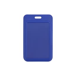 A blue ABS single side ID card holder with a top slot for hanging. It has a simple design with no visible logos.