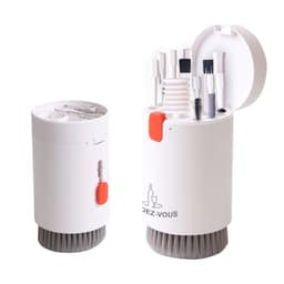 A white 20 in 1 cleaning kit featuring various brushes and tools stored in a compact case with a brush base.