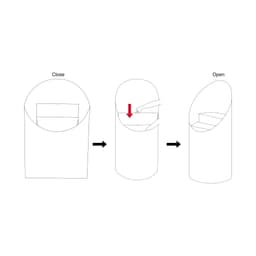 A diagram illustrating the assembly process of a cardboard dump bin, showing closed and open states.