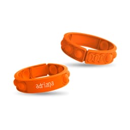 An orange silicone wristband featuring bubble-like nodes for tactile fun, with an additional band alongside it.