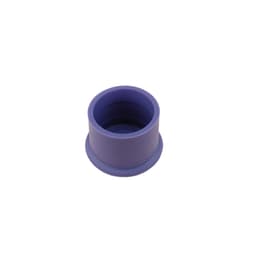 A silicone wine stopper in purple, featuring a rounded design and smooth surface. It has a branded logo on it.