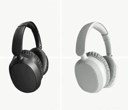 ANC Bluetooth Headphones in black and white, featuring cushioned ear cups and adjustable headbands.
