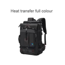 A black convertible backpack that transforms into a duffel bag, featuring multiple pockets and adjustable straps.