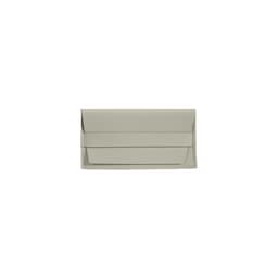 A PU leather glasses pouch in a light grey colour with a fold-over design and an included logo.