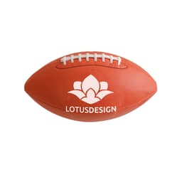 An orange American football featuring a white logo, designed for training purposes.