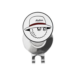 A 25mm golf ball marker featuring a whimsical hat-wearing character design with a silver clip base.